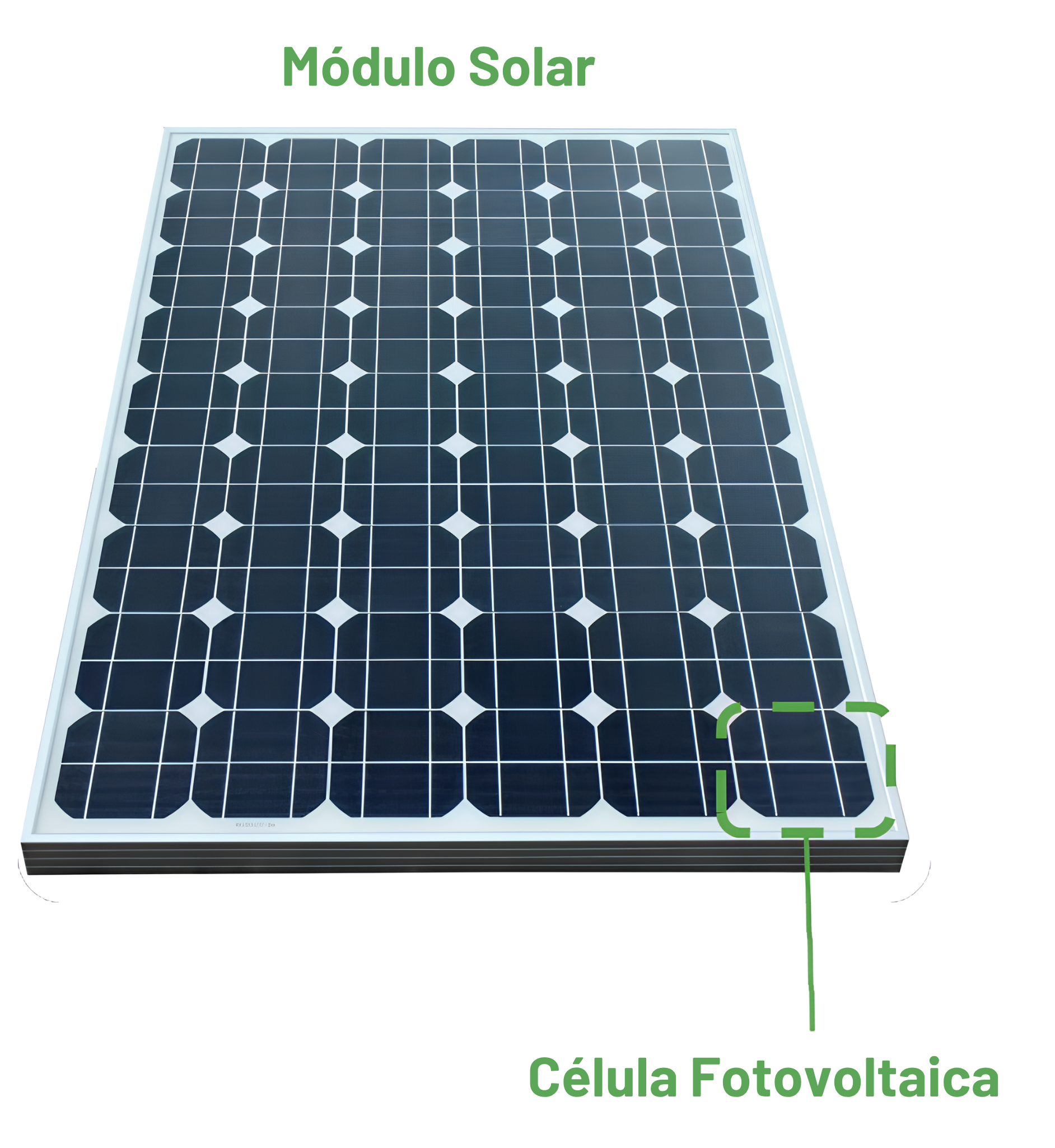 Módulo solar con una célula fotovoltaica destacada